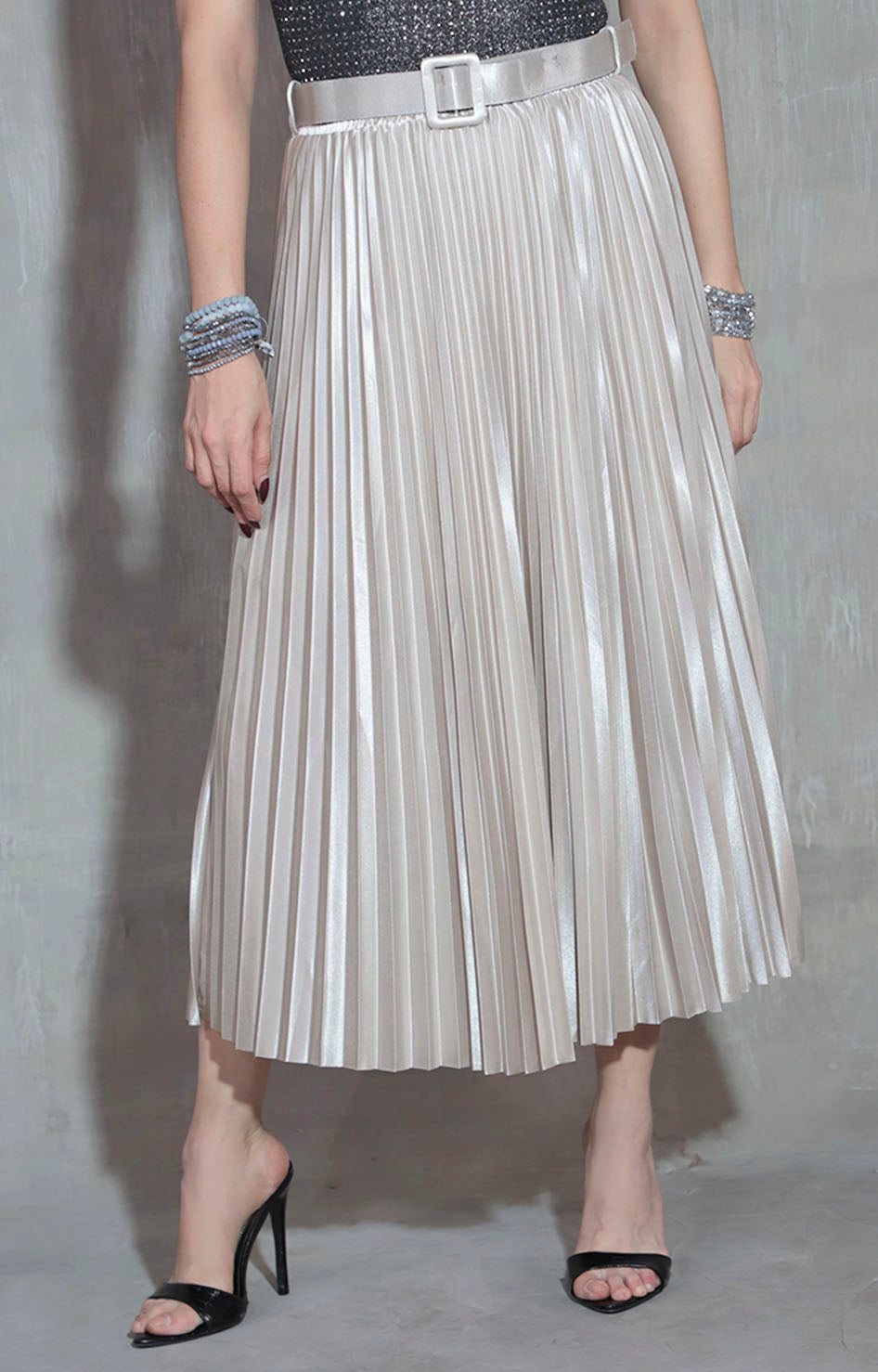 Falda beige metálica - FALDA Boutiquemirel 