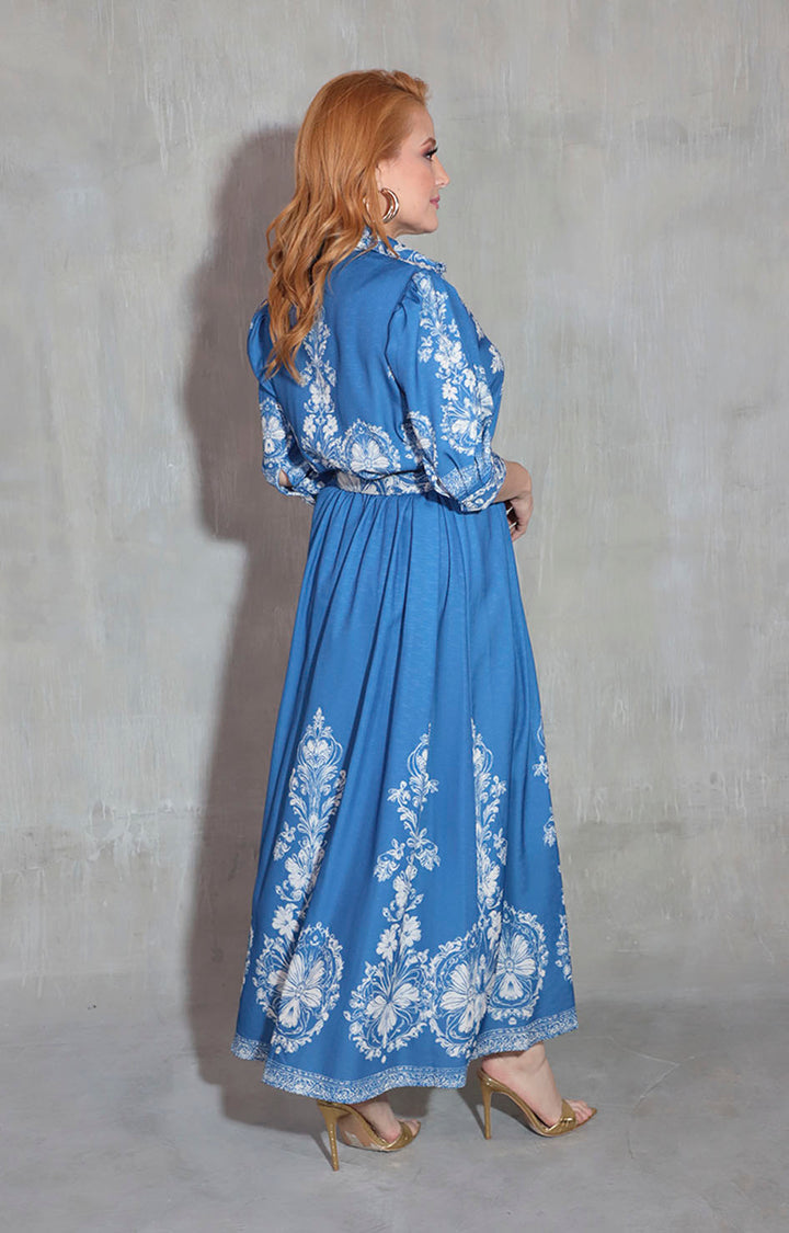 Vestido azul con flores - VESTIDO Boutiquemirel 