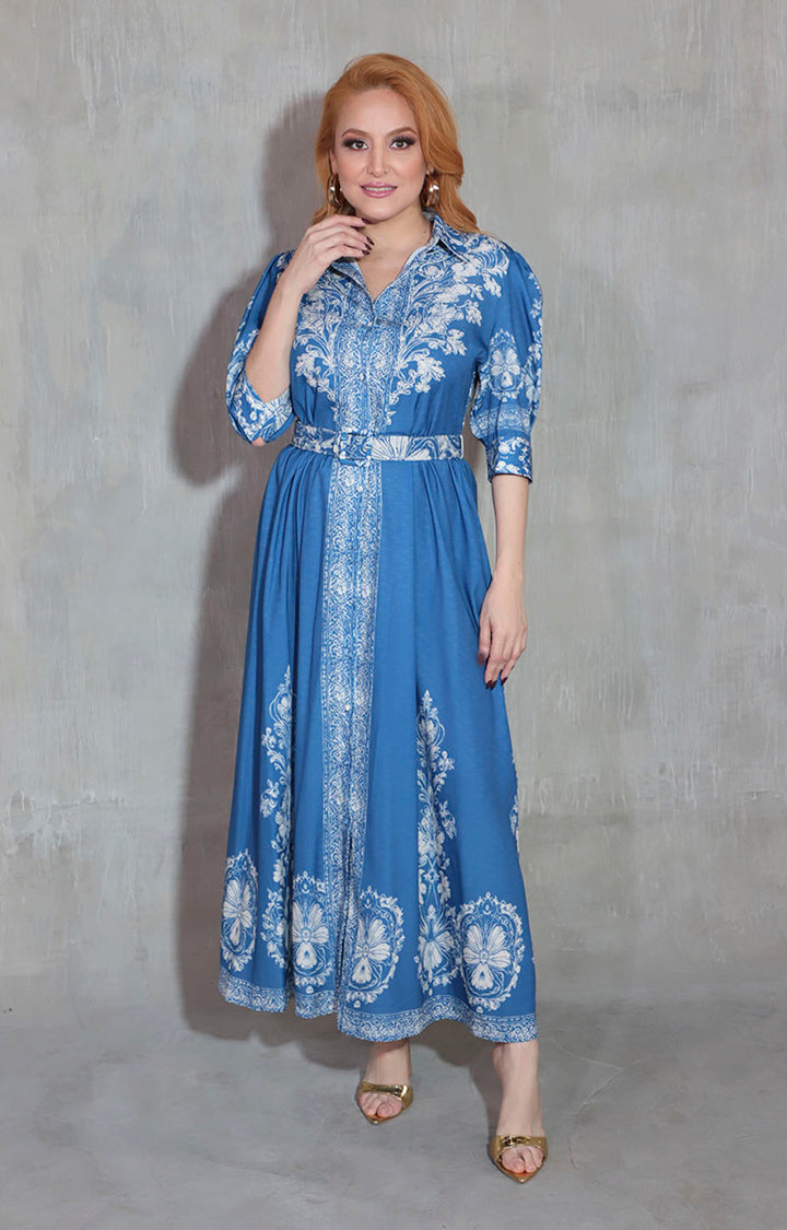 Vestido azul con flores - VESTIDO Boutiquemirel 