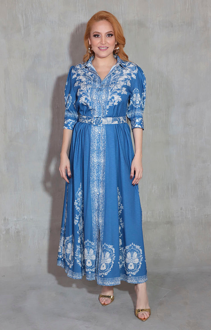 Vestido azul con flores - VESTIDO Boutiquemirel 