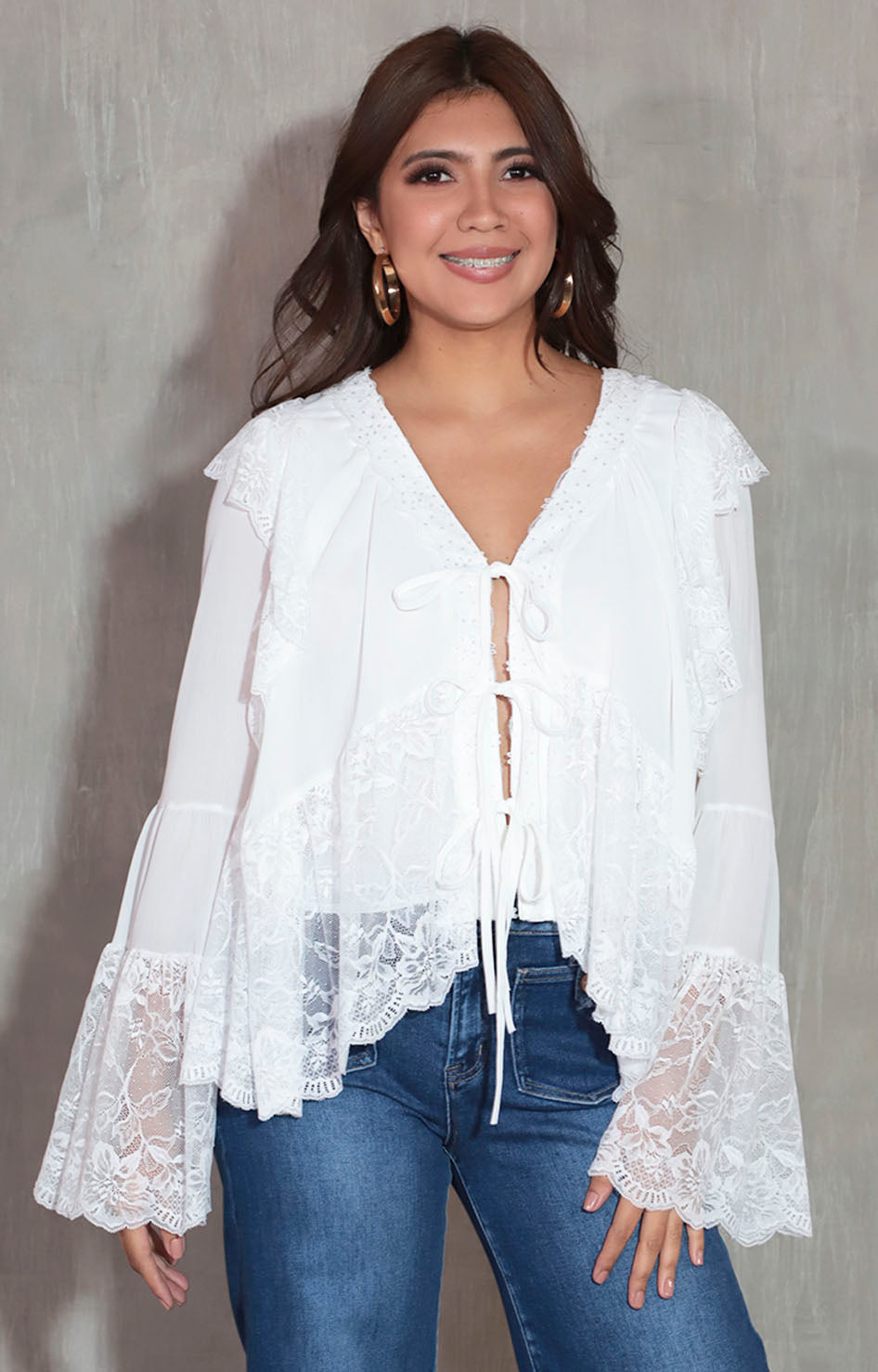Blusa blanca con lazos - BLUSA Boutiquemirel 