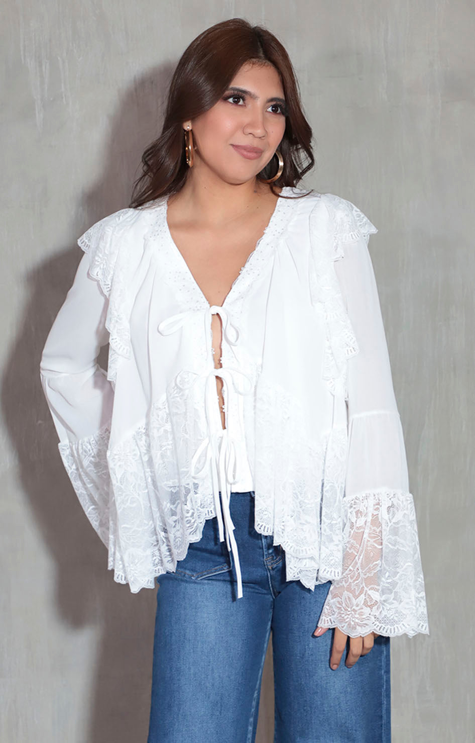 Blusa blanca con lazos - BLUSA Boutiquemirel 