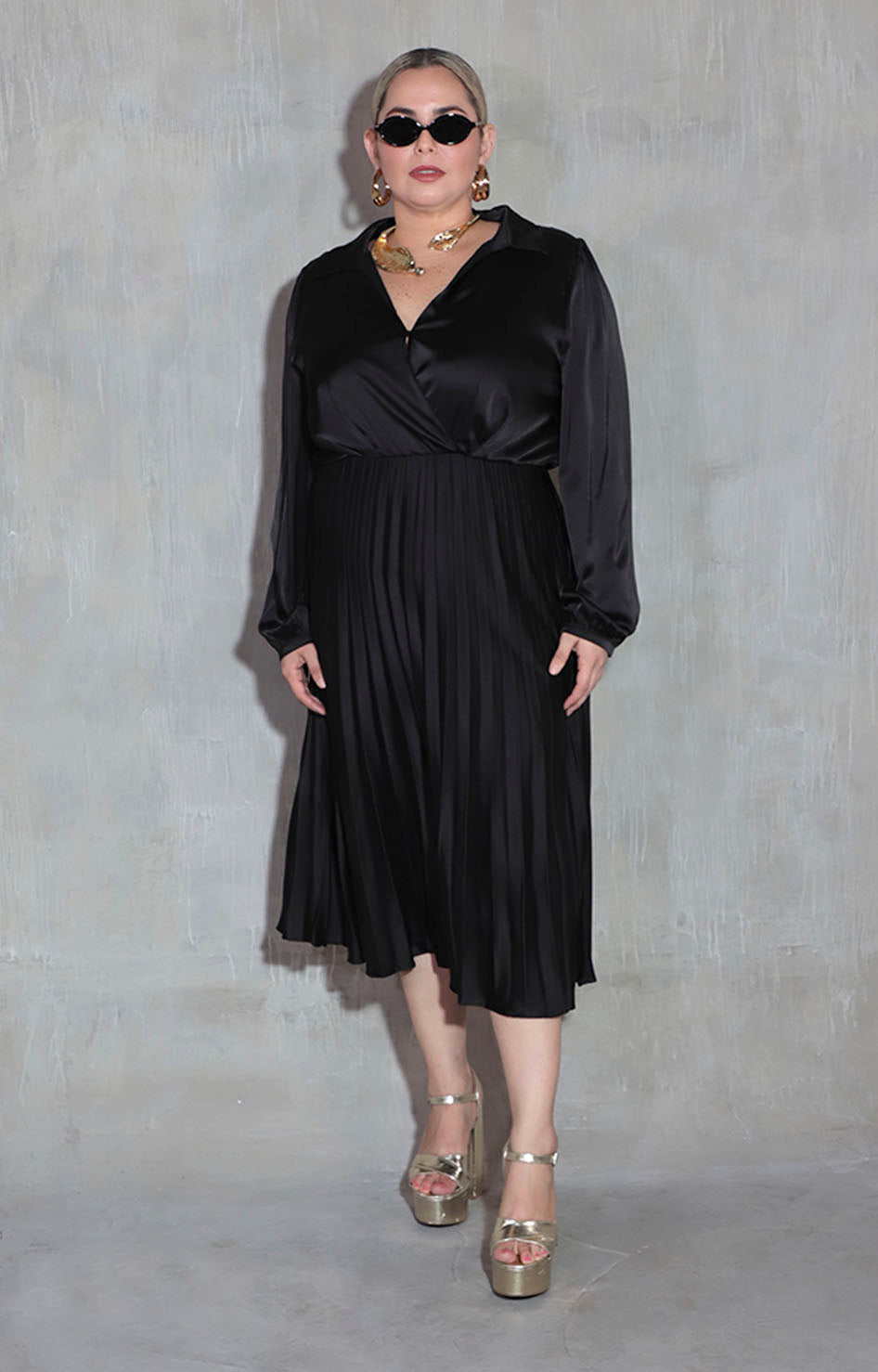 Vestido plisado negro - VESTIDO XL Boutiquemirel 