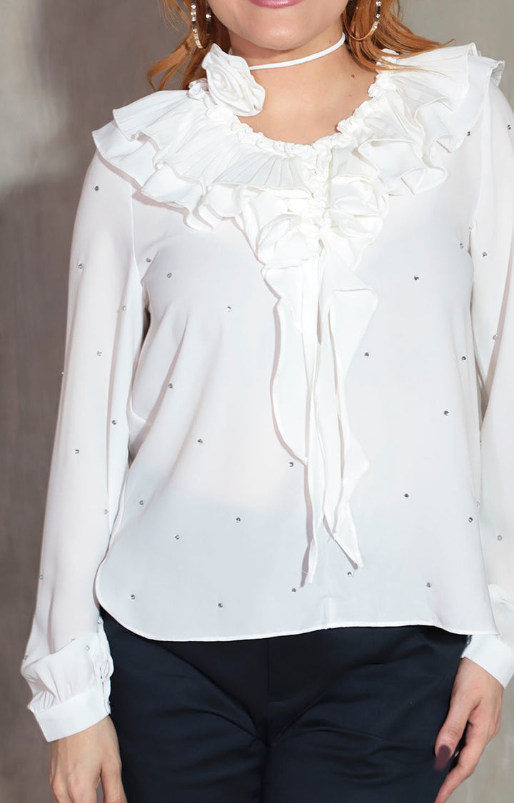 Blusa blanca con olanes - BLUSA Boutiquemirel 