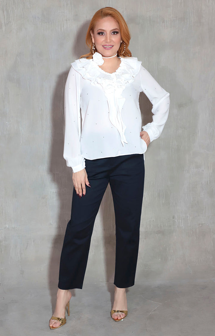 Blusa blanca con olanes - BLUSA Boutiquemirel 