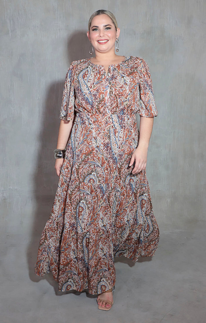 Vestido café estampado - VESTIDO XL Boutiquemirel 