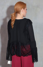 Blusa negra con lazos - BLUSA Boutiquemirel 