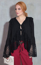 Blusa negra con lazos - BLUSA Boutiquemirel 
