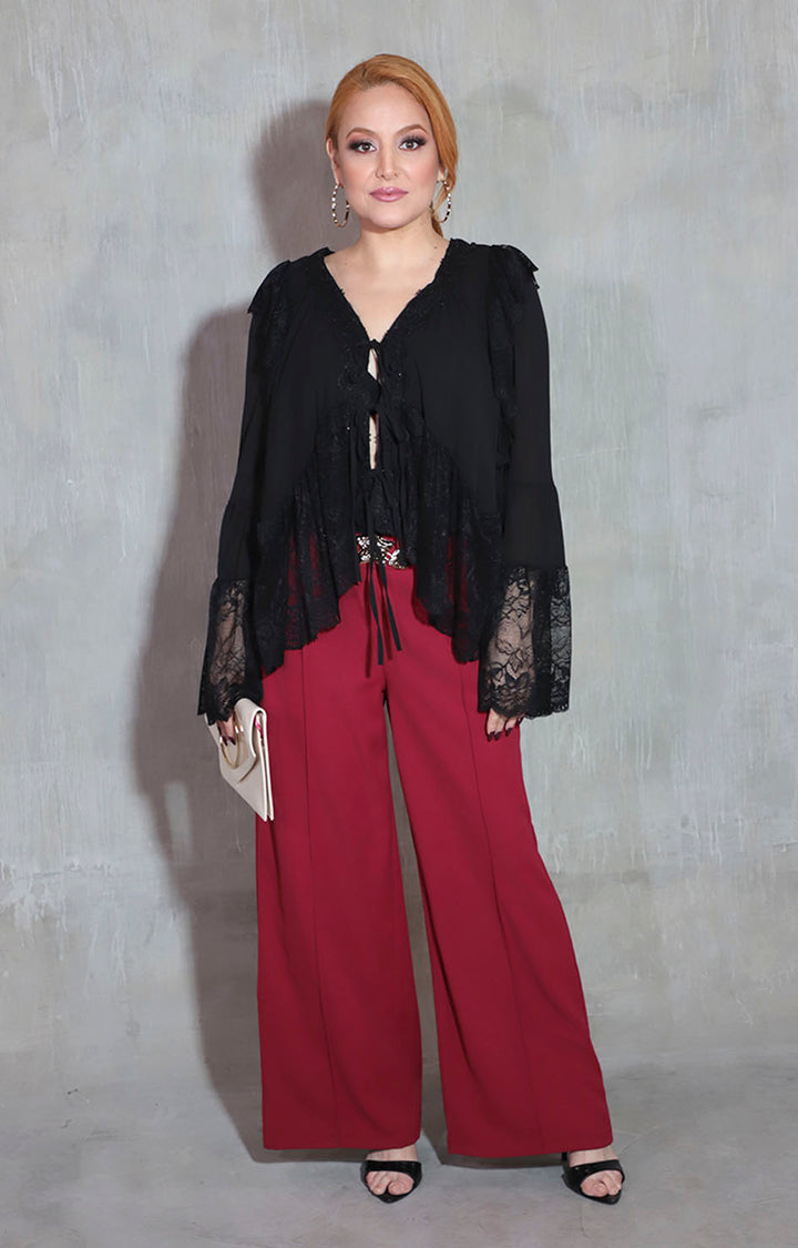Blusa negra con lazos - BLUSA Boutiquemirel 