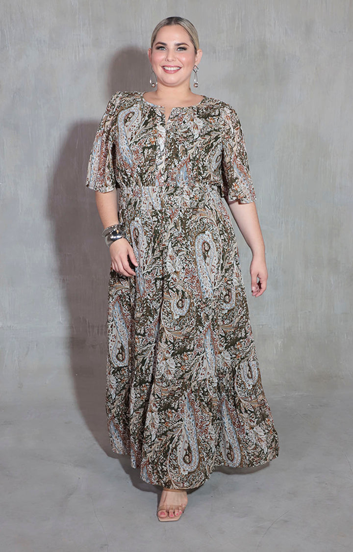 Vestido verde estampado - VESTIDO XL Boutiquemirel 