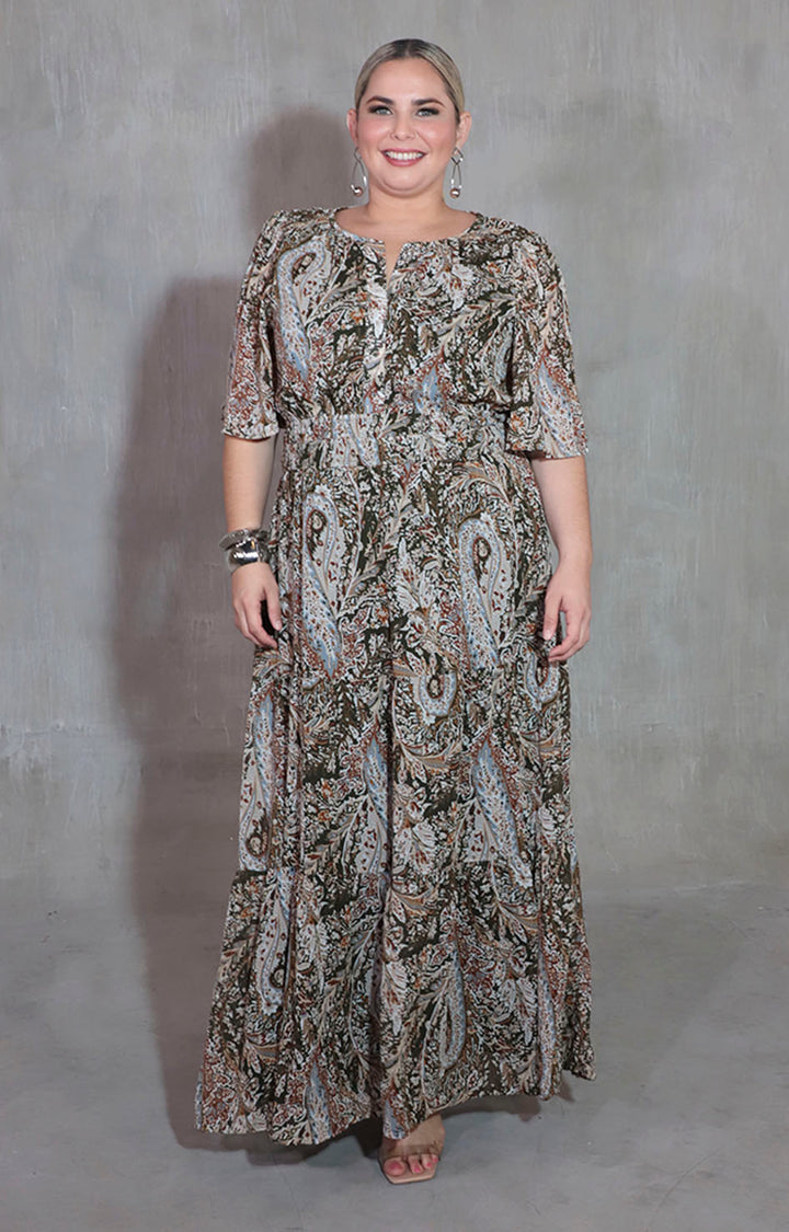 Vestido verde estampado - VESTIDO XL Boutiquemirel 