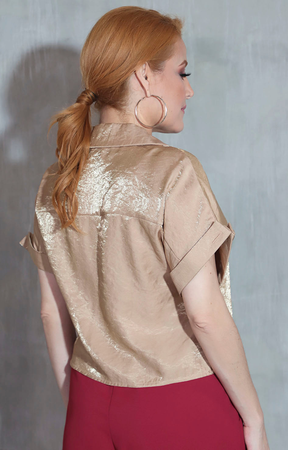 Blusa beige brillosa - BLUSA Boutiquemirel 