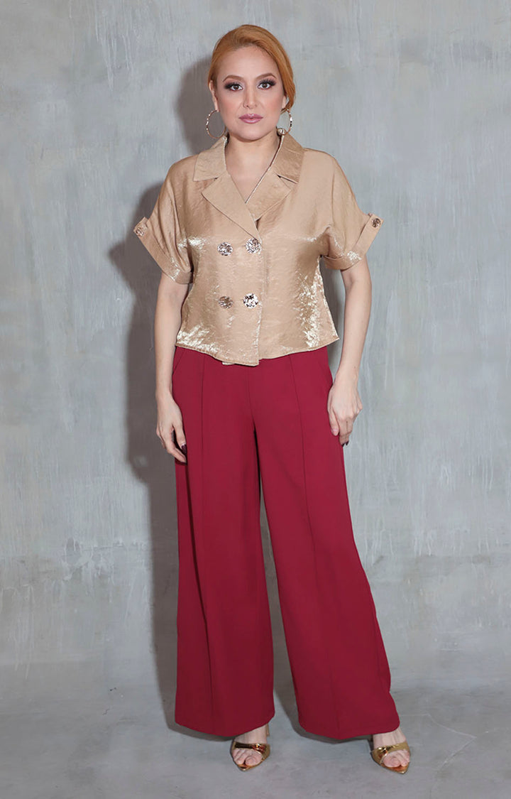 Blusa beige brillosa - BLUSA Boutiquemirel 