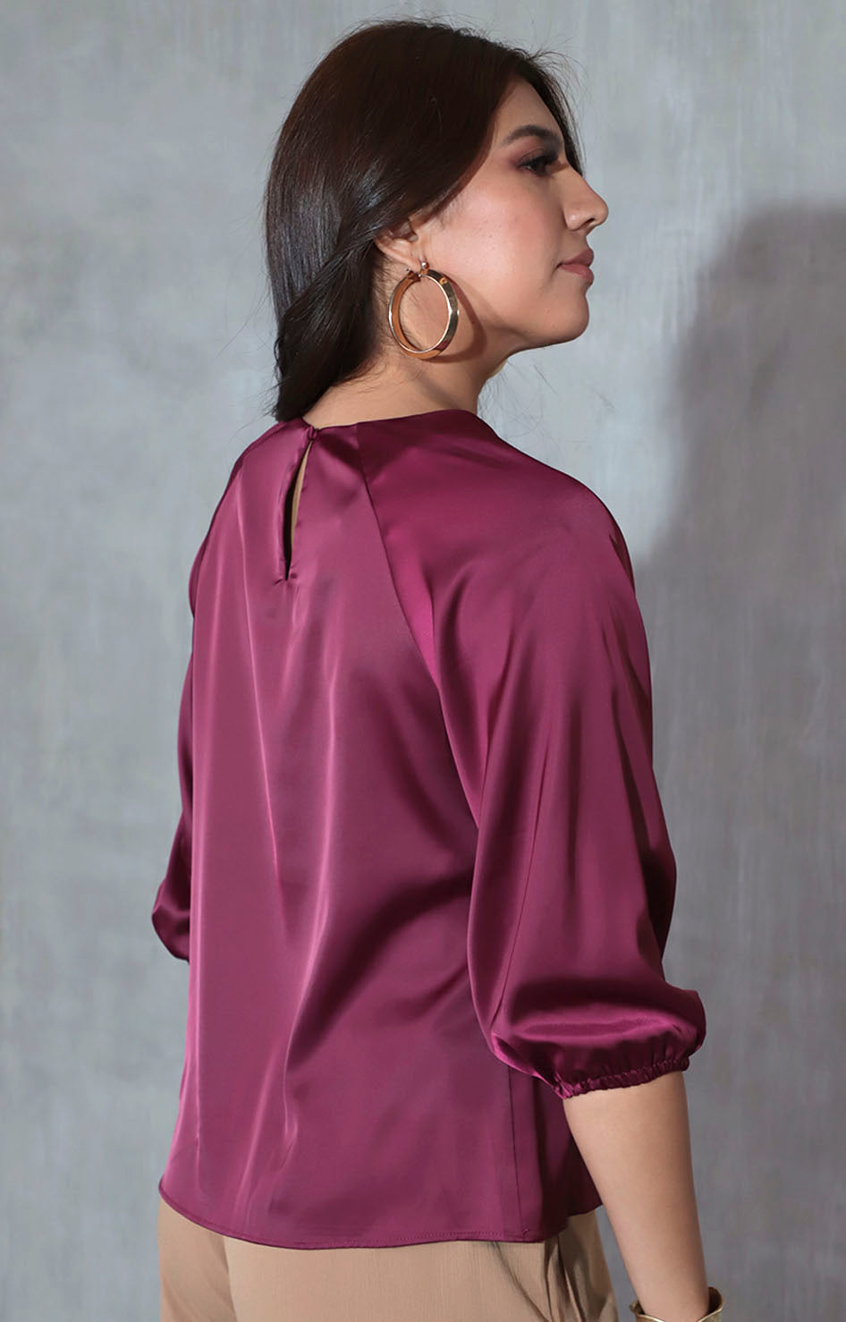 Blusa satinada vino - BLUSA Boutiquemirel 