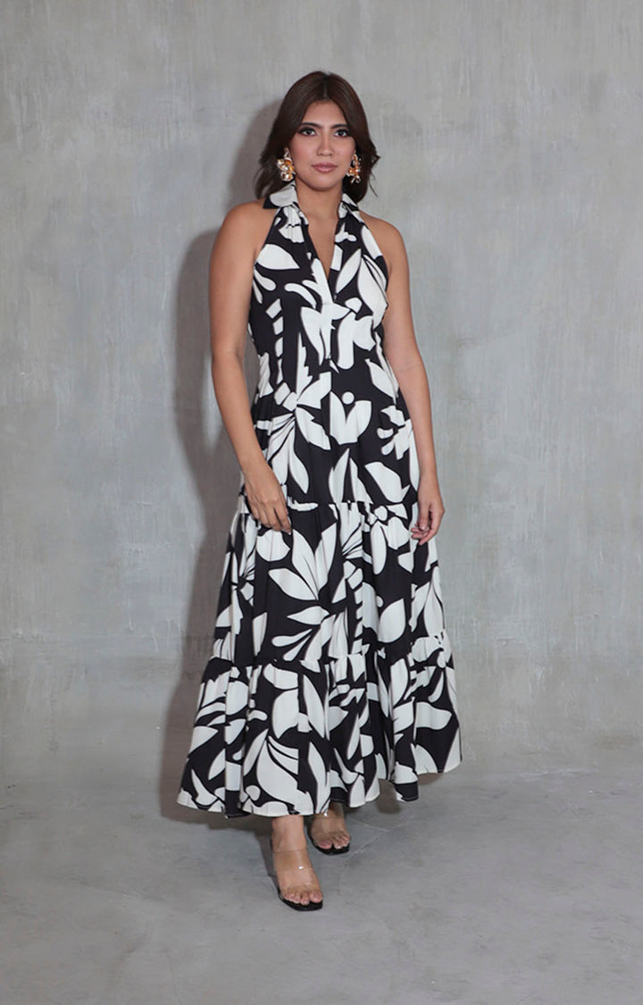 Vestido negro con hojas - VESTIDO Boutiquemirel 