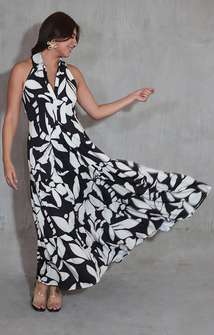 Vestido negro con hojas - VESTIDO Boutiquemirel 