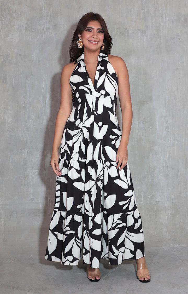 Vestido negro con hojas - VESTIDO Boutiquemirel 