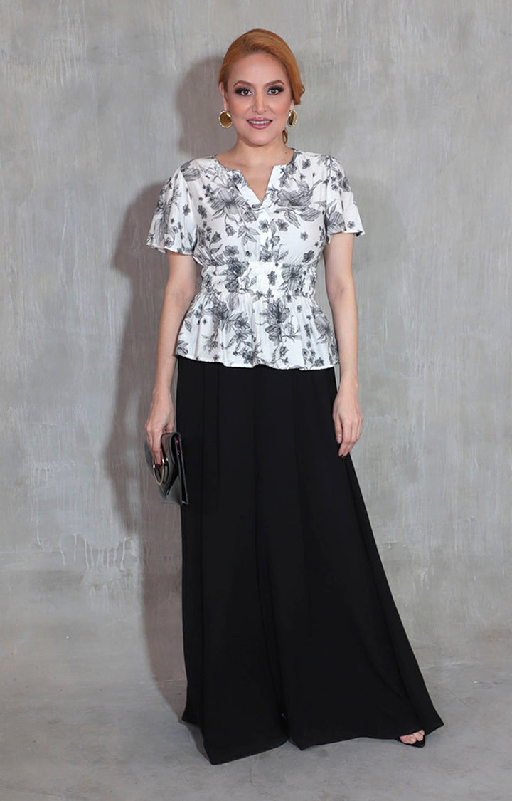 Blusa beige con flores - BLUSA Boutiquemirel 