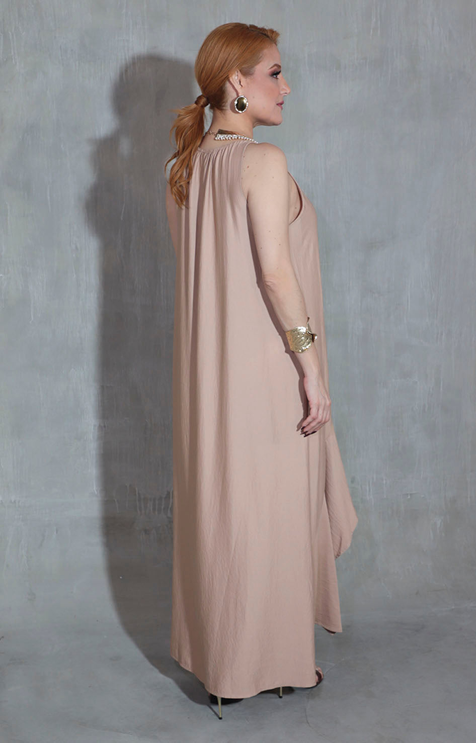 Vestido beige liso - VESTIDO Boutiquemirel 