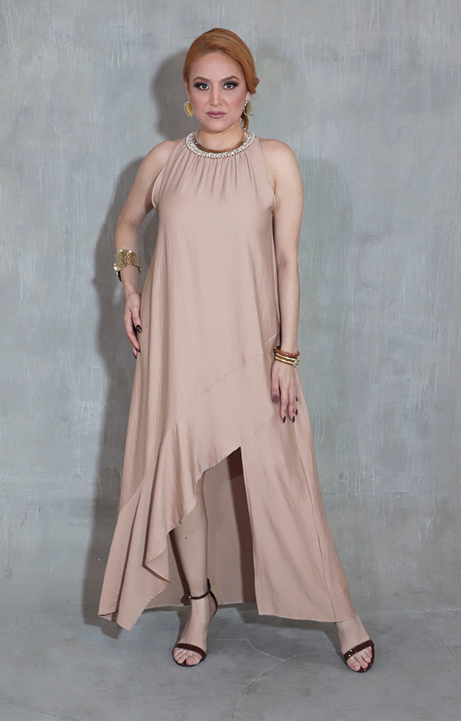 Vestido beige liso - VESTIDO Boutiquemirel 