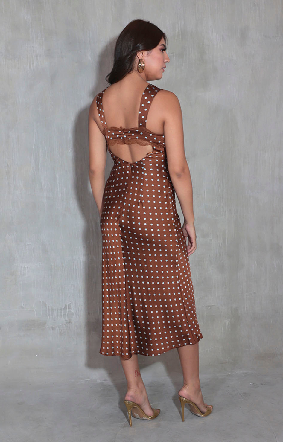 Vestido café polka-dots - VESTIDO Boutiquemirel 