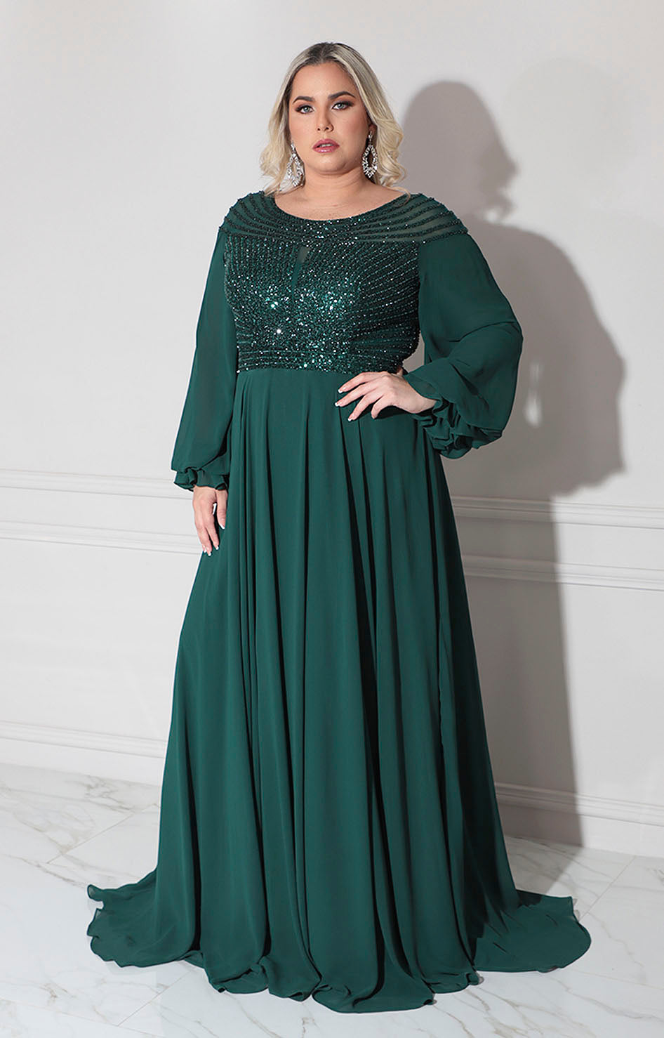 Vestido verde de gala