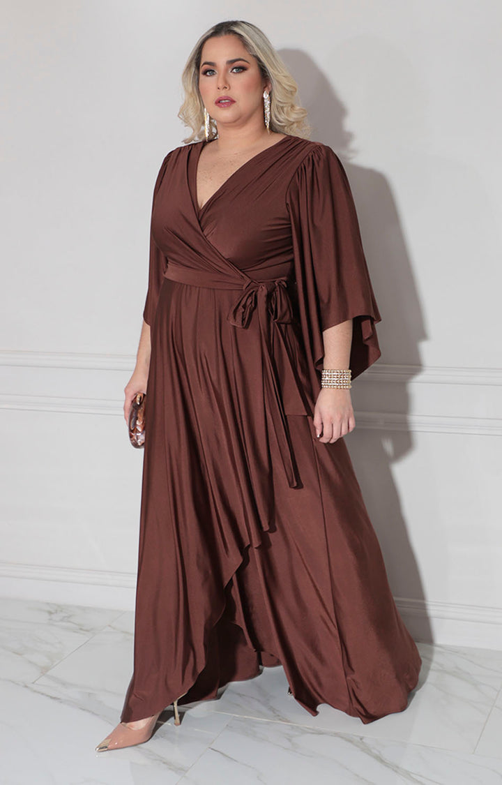 Vestido café satinado