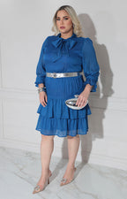 Vestido azul con cinto - VESTIDO XL Boutiquemirel 