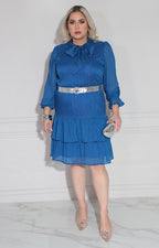 Vestido azul con cinto - VESTIDO XL Boutiquemirel 