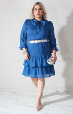 Vestido azul con cinto - VESTIDO XL Boutiquemirel 