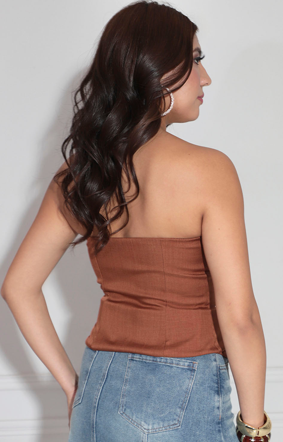 Blusa strapless café