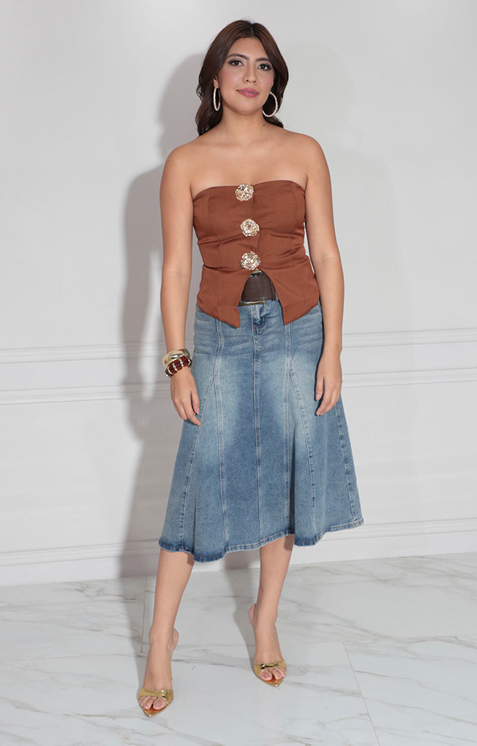 Blusa strapless café