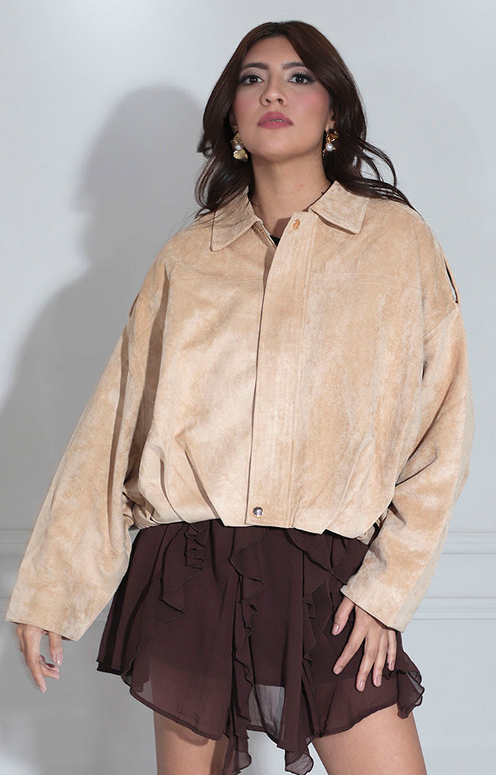 Chamarra gamuza beige