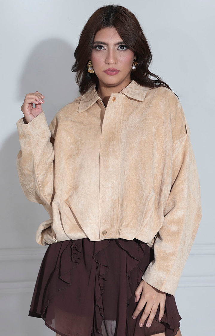 Chamarra gamuza beige