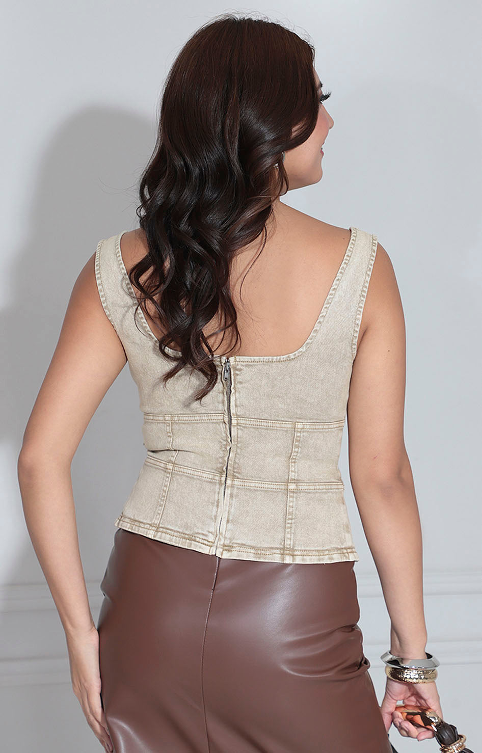 Blusa beige de mezclilla