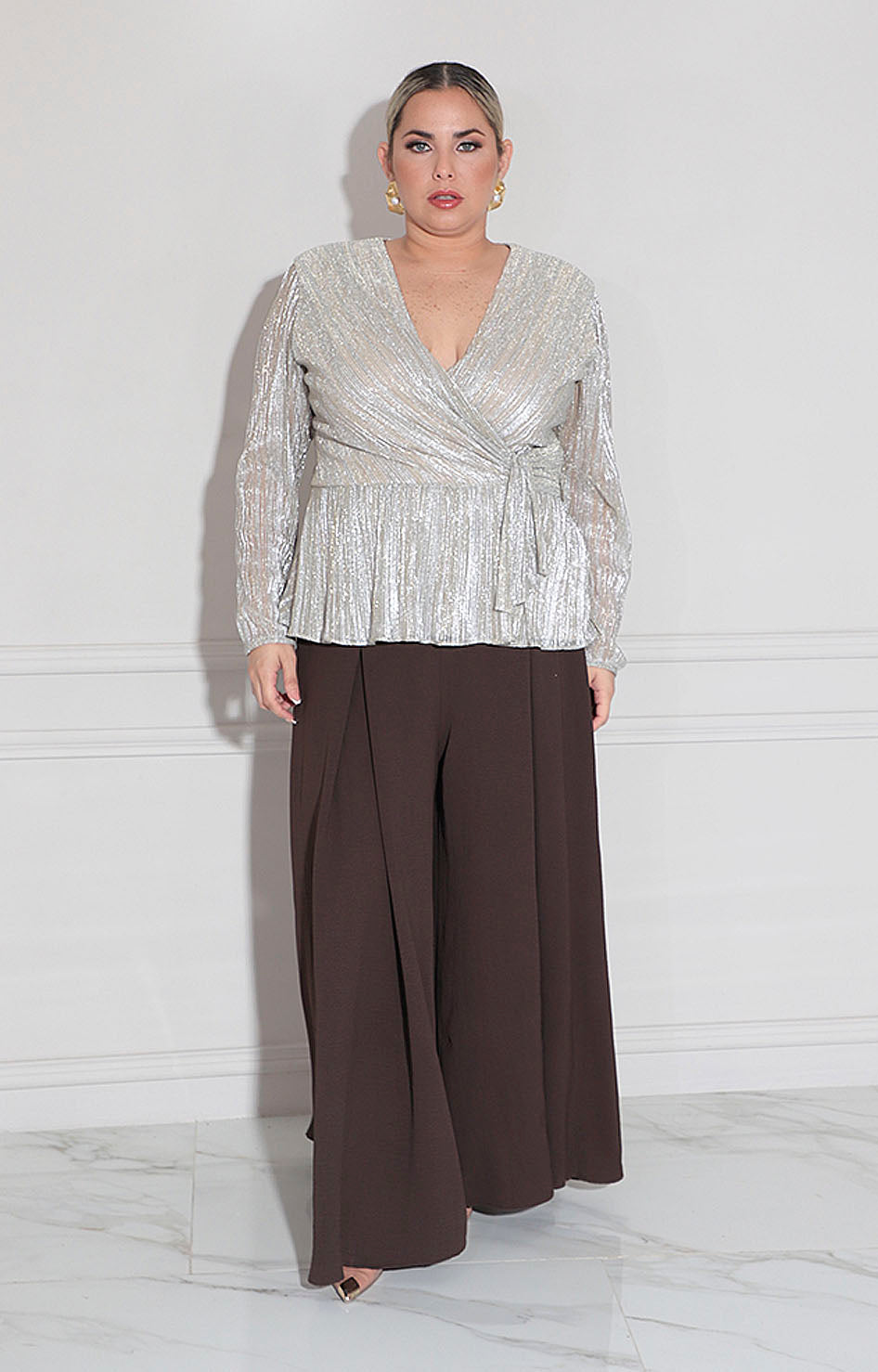 Blusa beige brillosa