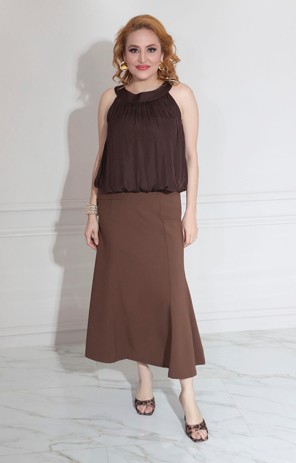 Blusa satinada chocolatte