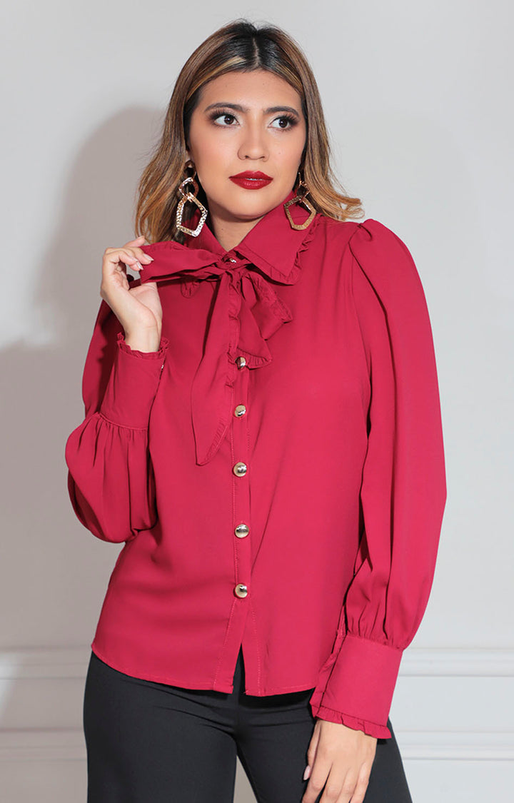 Blusa vino con lazo - BLUSA Boutiquemirel 