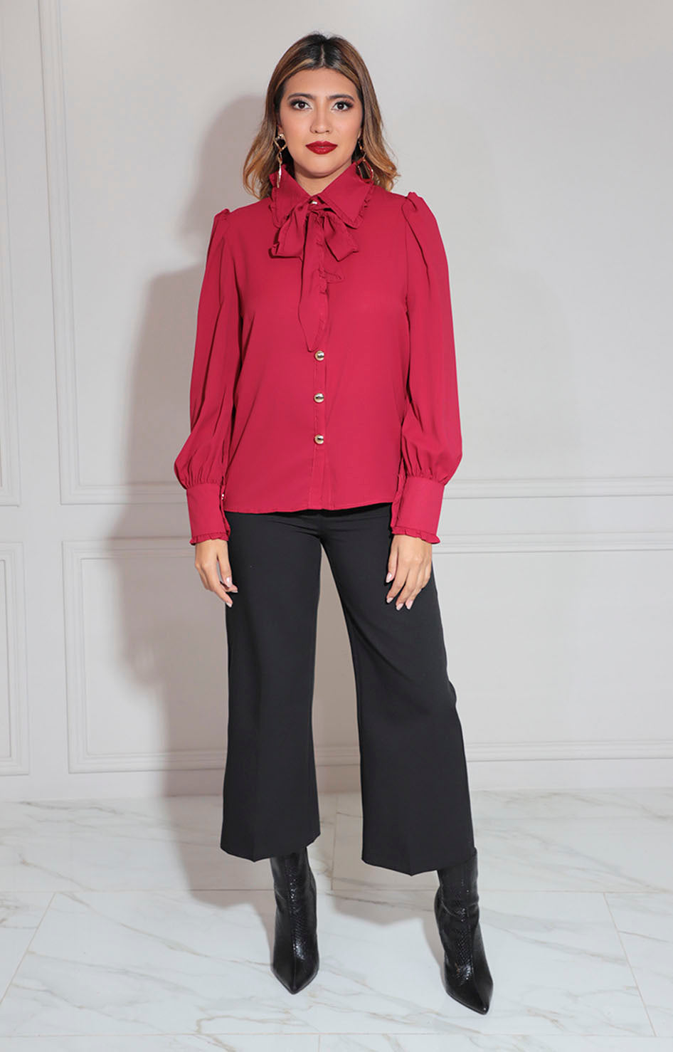 Blusa vino con lazo - BLUSA Boutiquemirel 