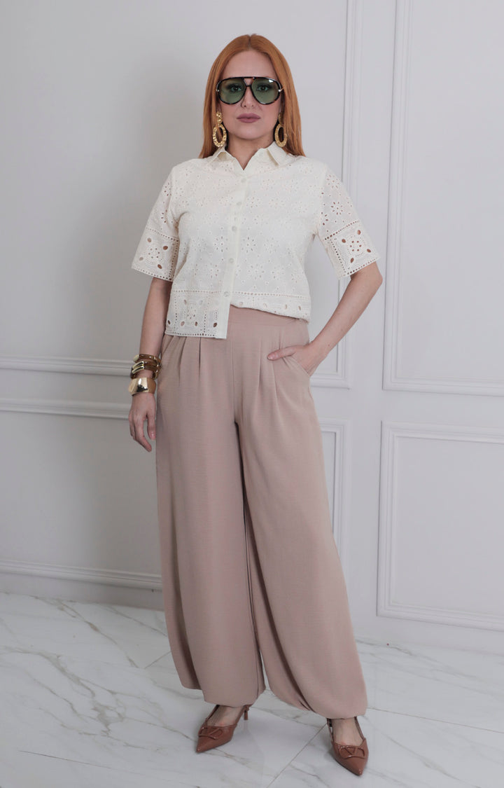 Blusa beige con textura - BLUSAS REGULAR Boutiquemirel 