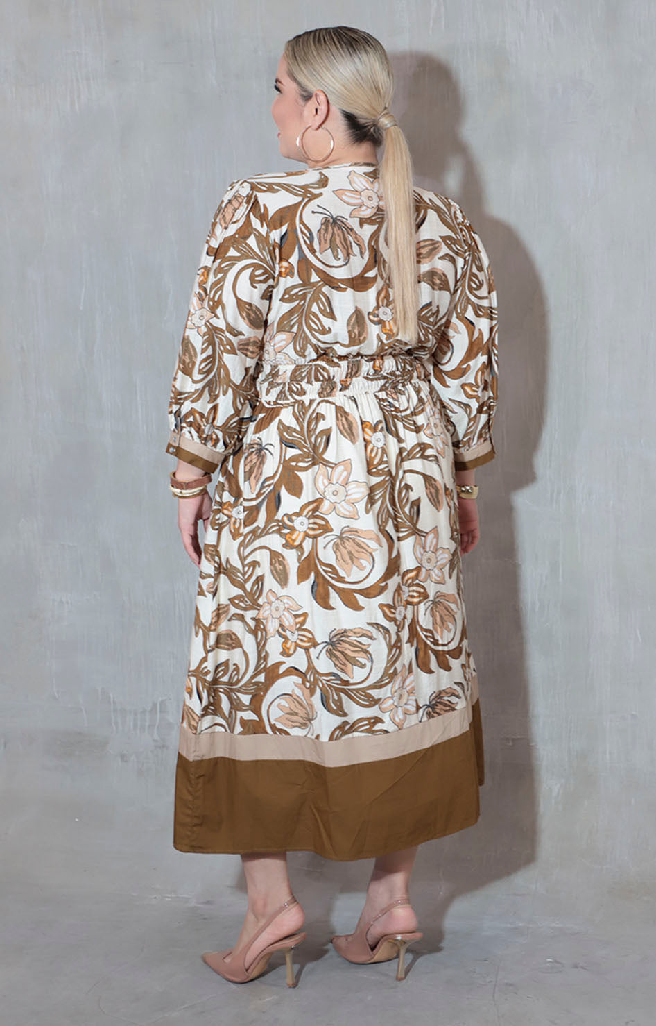 Vestido beige estampado - VESTIDO XL Boutiquemirel 