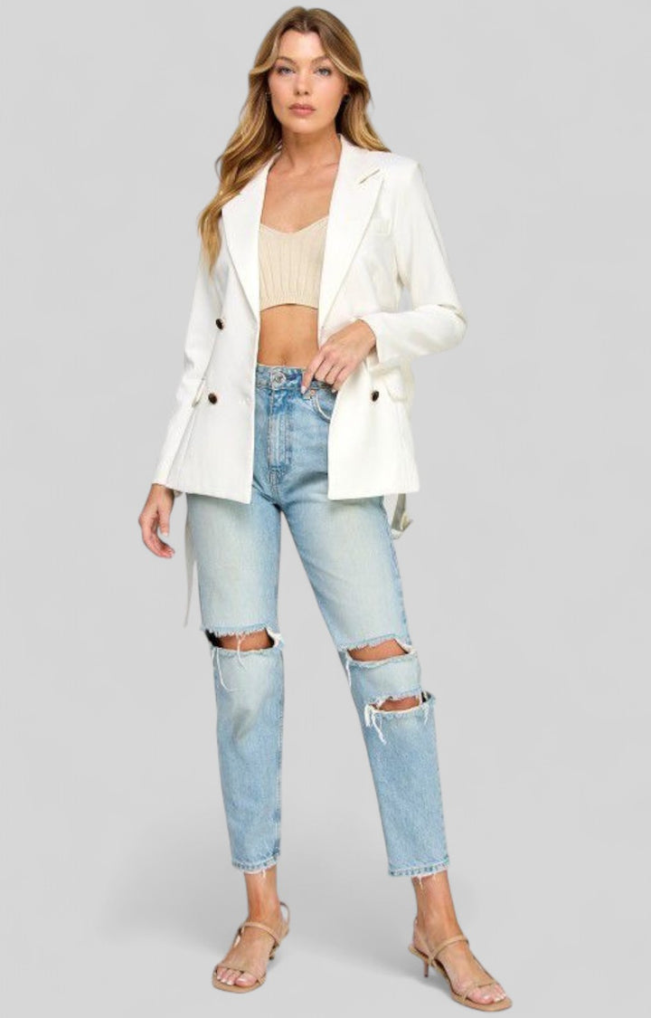 Saco blanco con botones dorados - SACO Boutiquemirel 