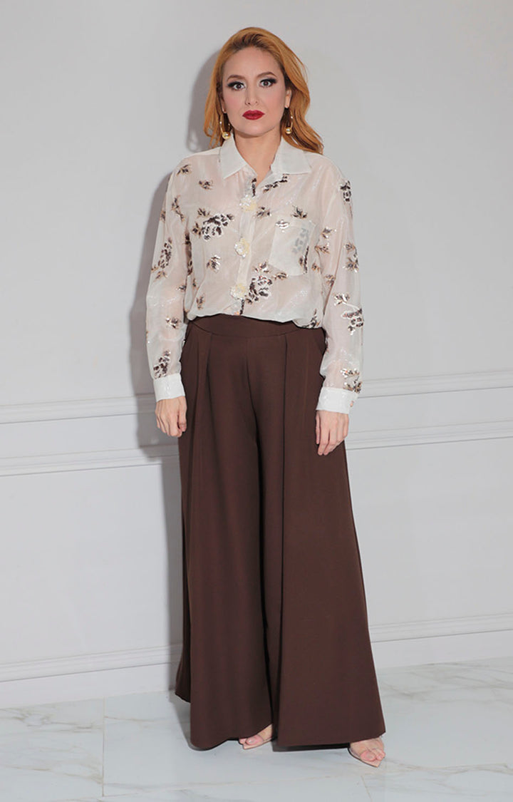 Blusa beige estampada