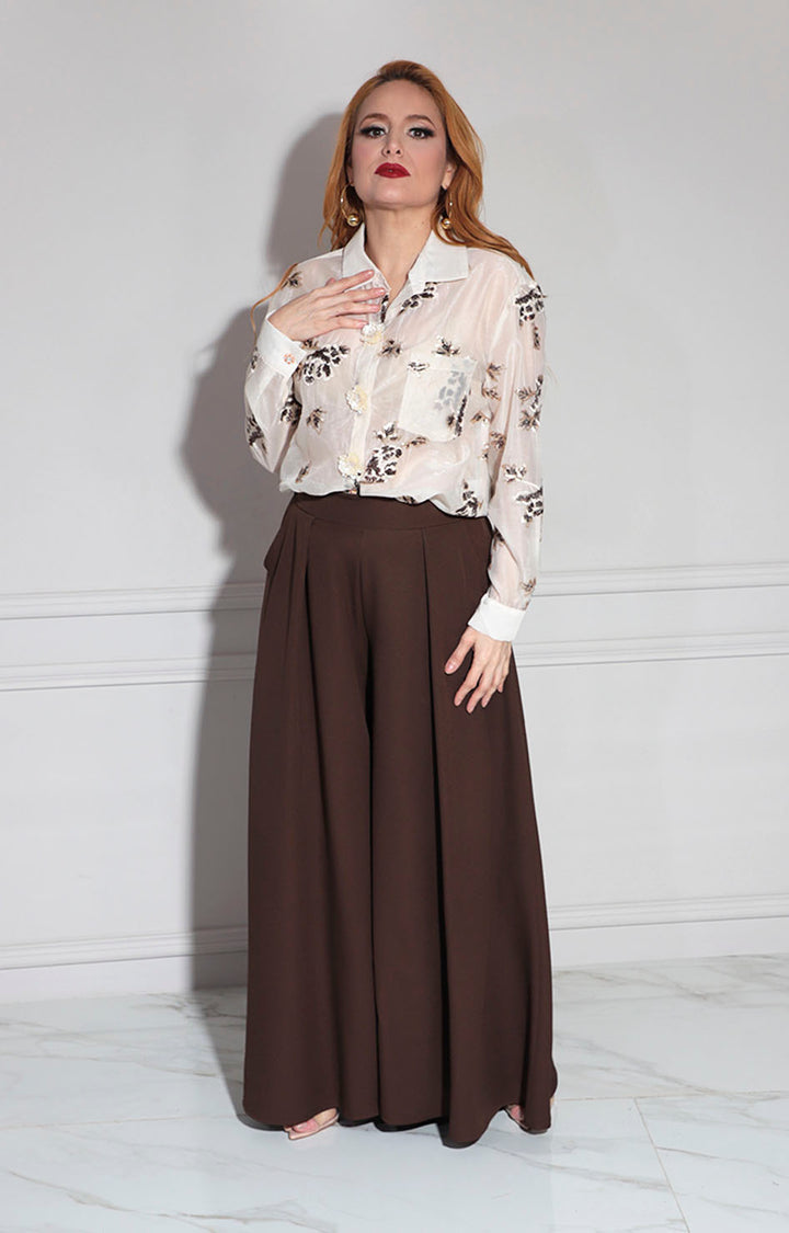 Blusa beige estampada