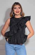 Blusa negra asimétrica - BLUSA Boutiquemirel 