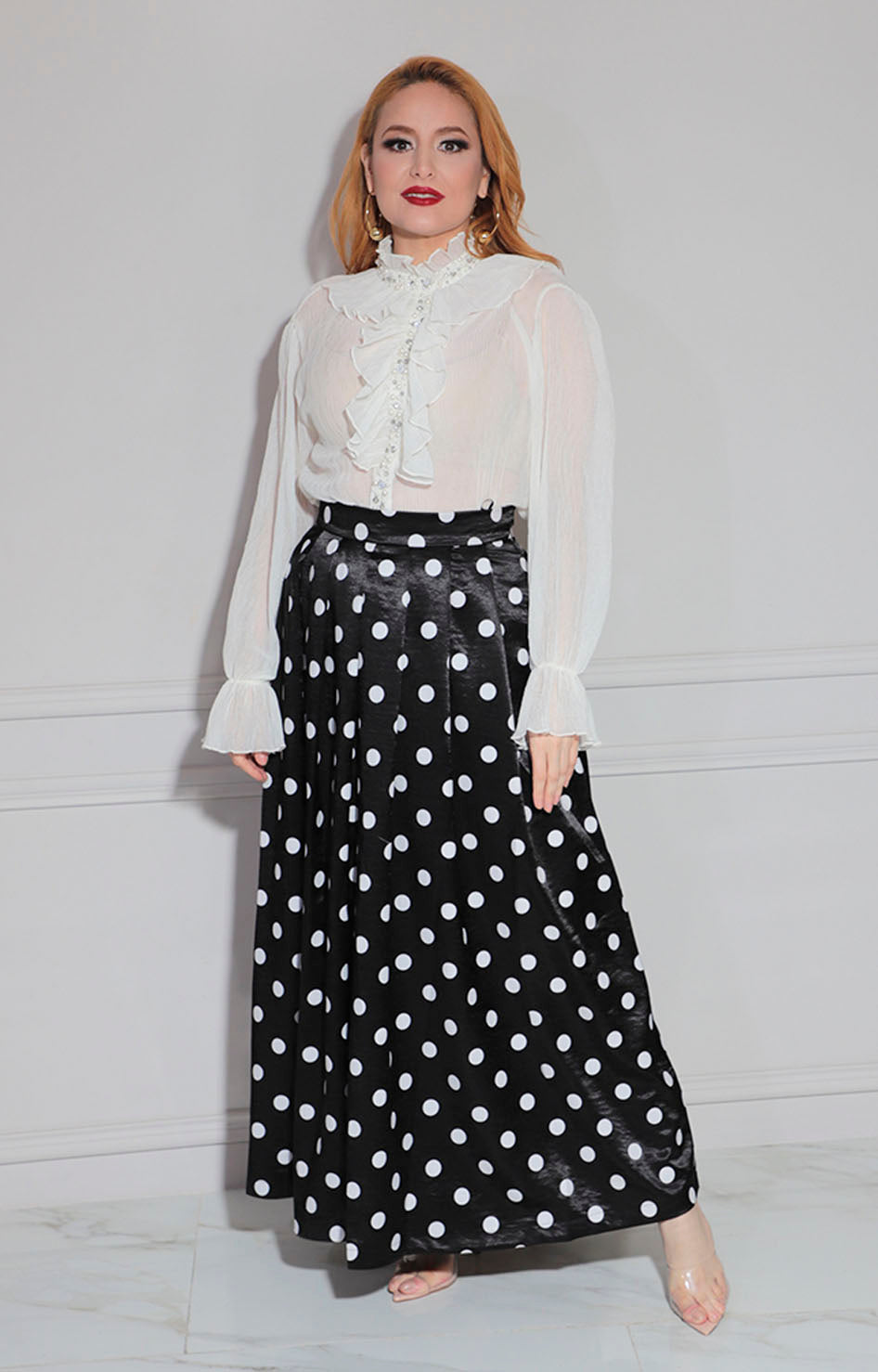 Falda negra estampada