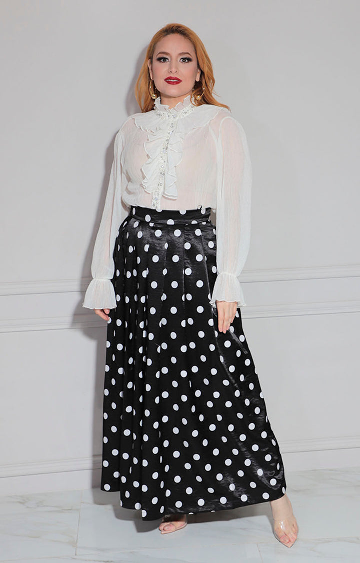 Falda negra estampada