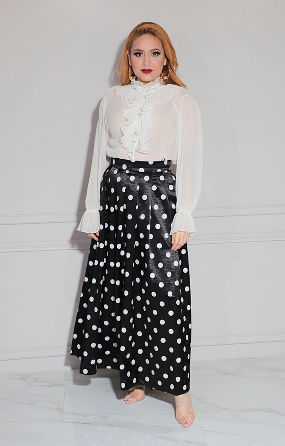 Falda negra estampada