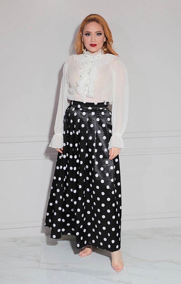 Falda negra estampada