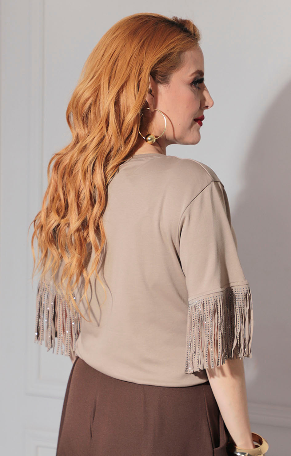 Blusa café estampada